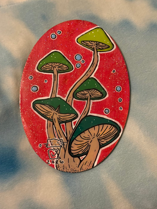 Green Mushroom Painting
