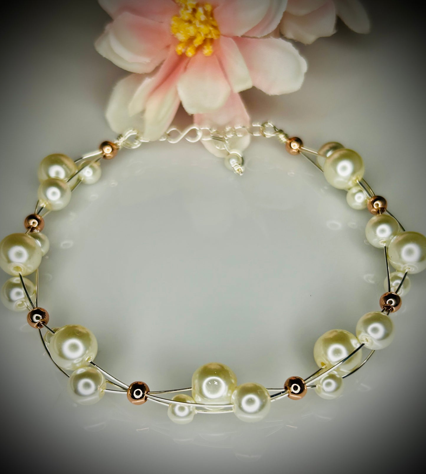 Pearl Choker, Bracelet, & Earring Set
