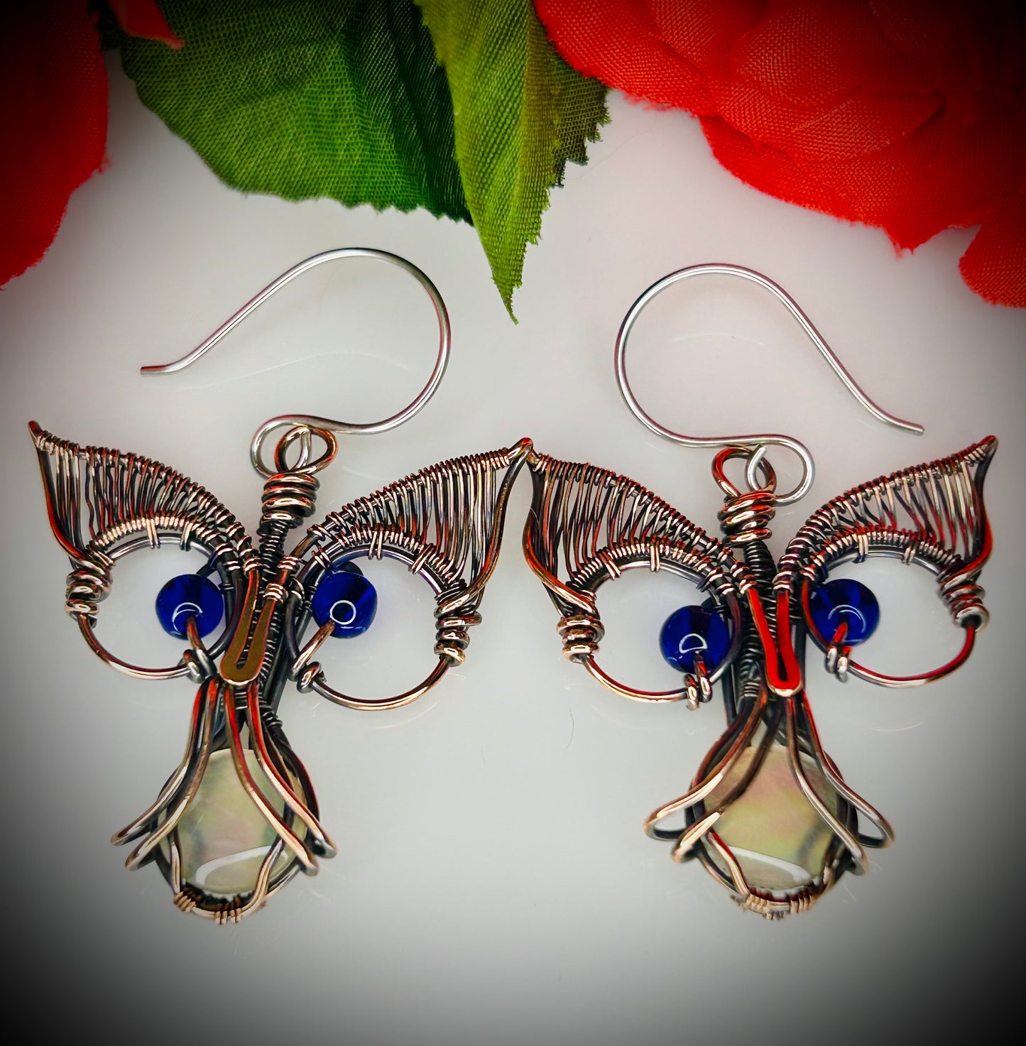 Abalone Shell Owl Earrings