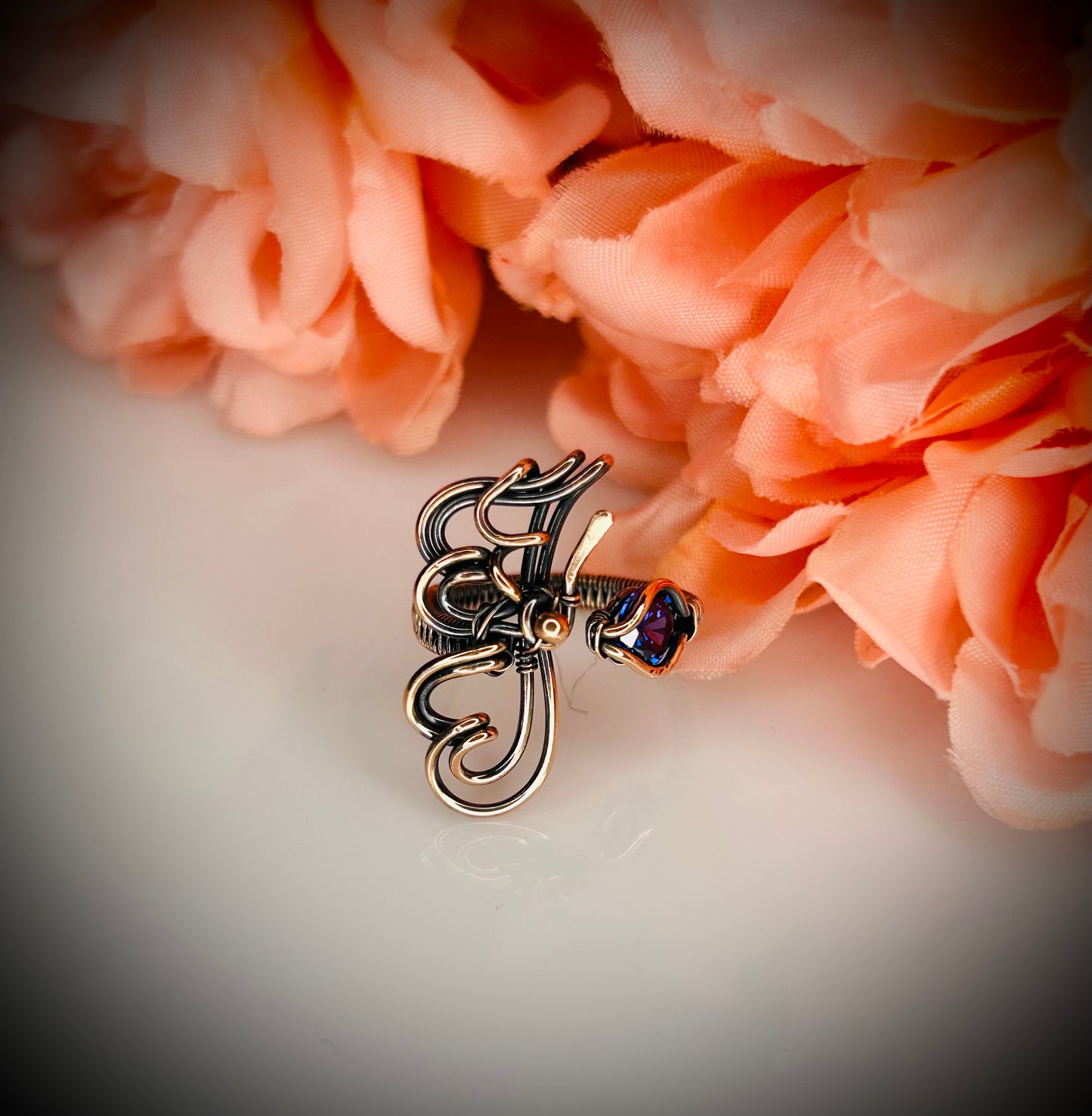 Copper Adjustable Butterfly Ring