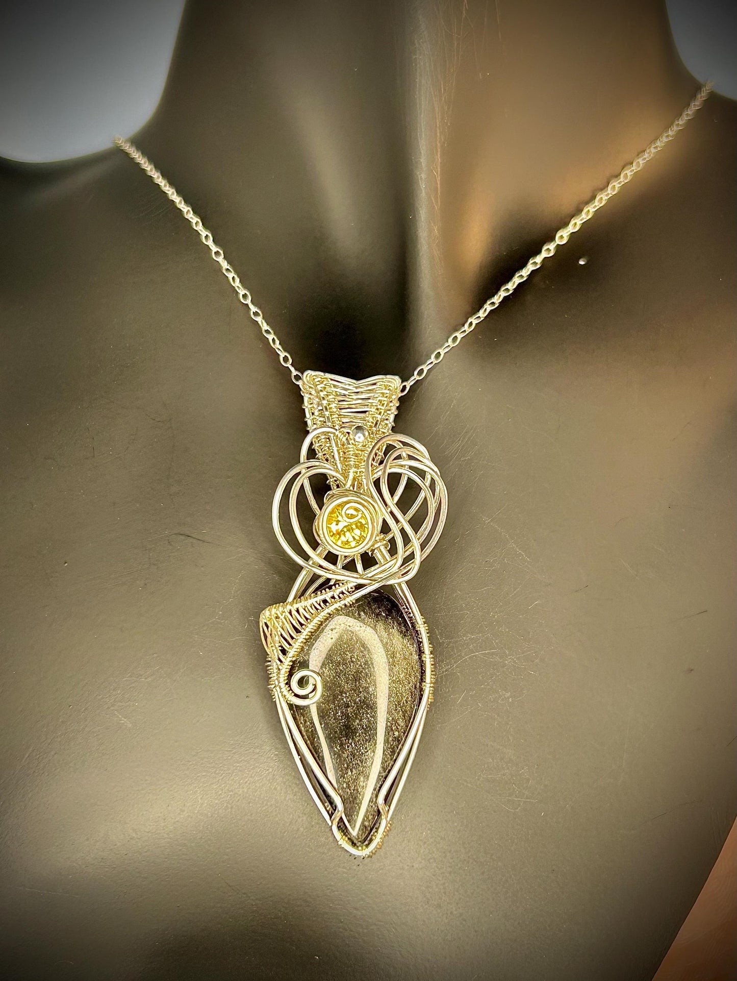 Silver Sheen Obsidian Pendant