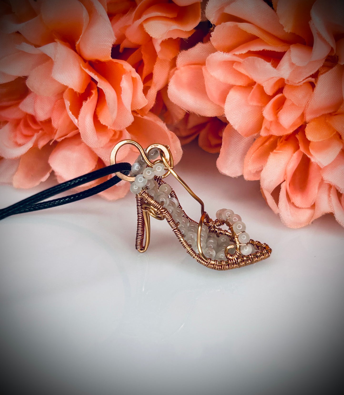 Copper Green Moonstone Shoe Pendant
