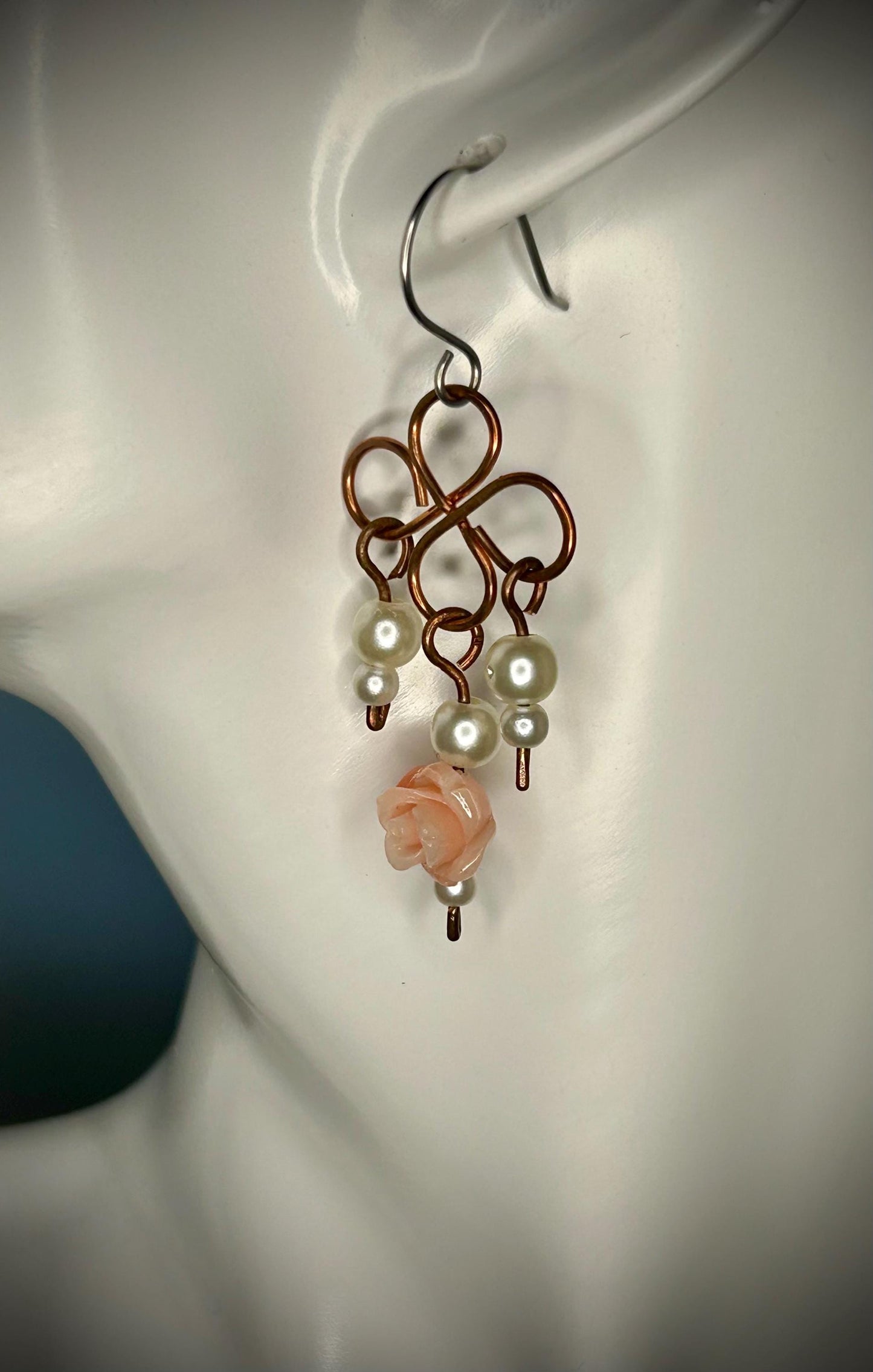 Copper Clover Rose Earrings