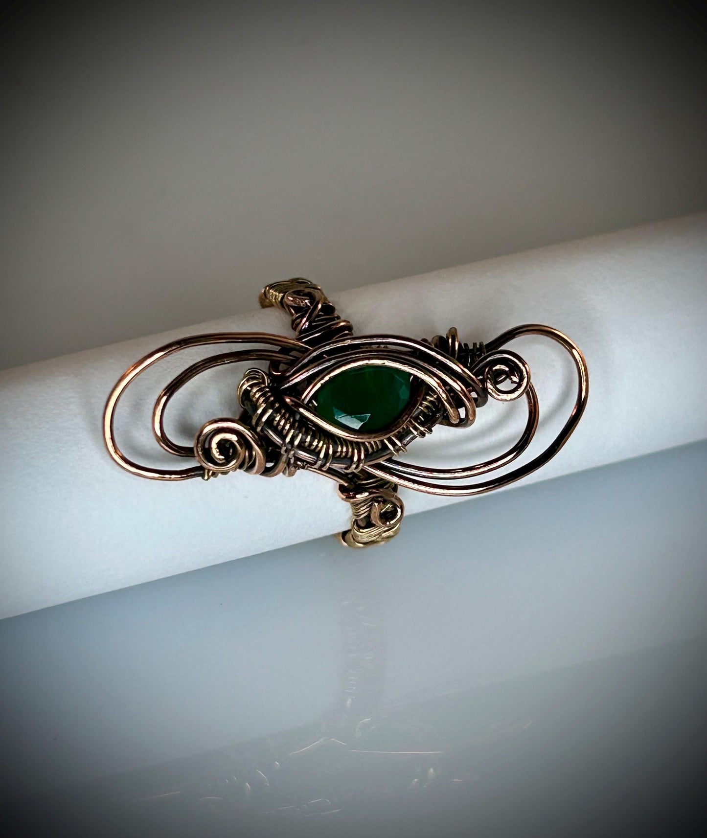 Copper and Bronze Green Onyx Ring