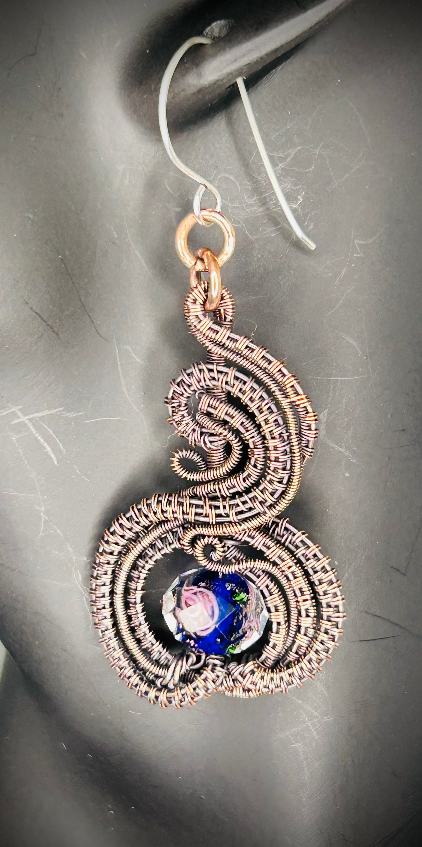 Copper Rose Bead Earrings