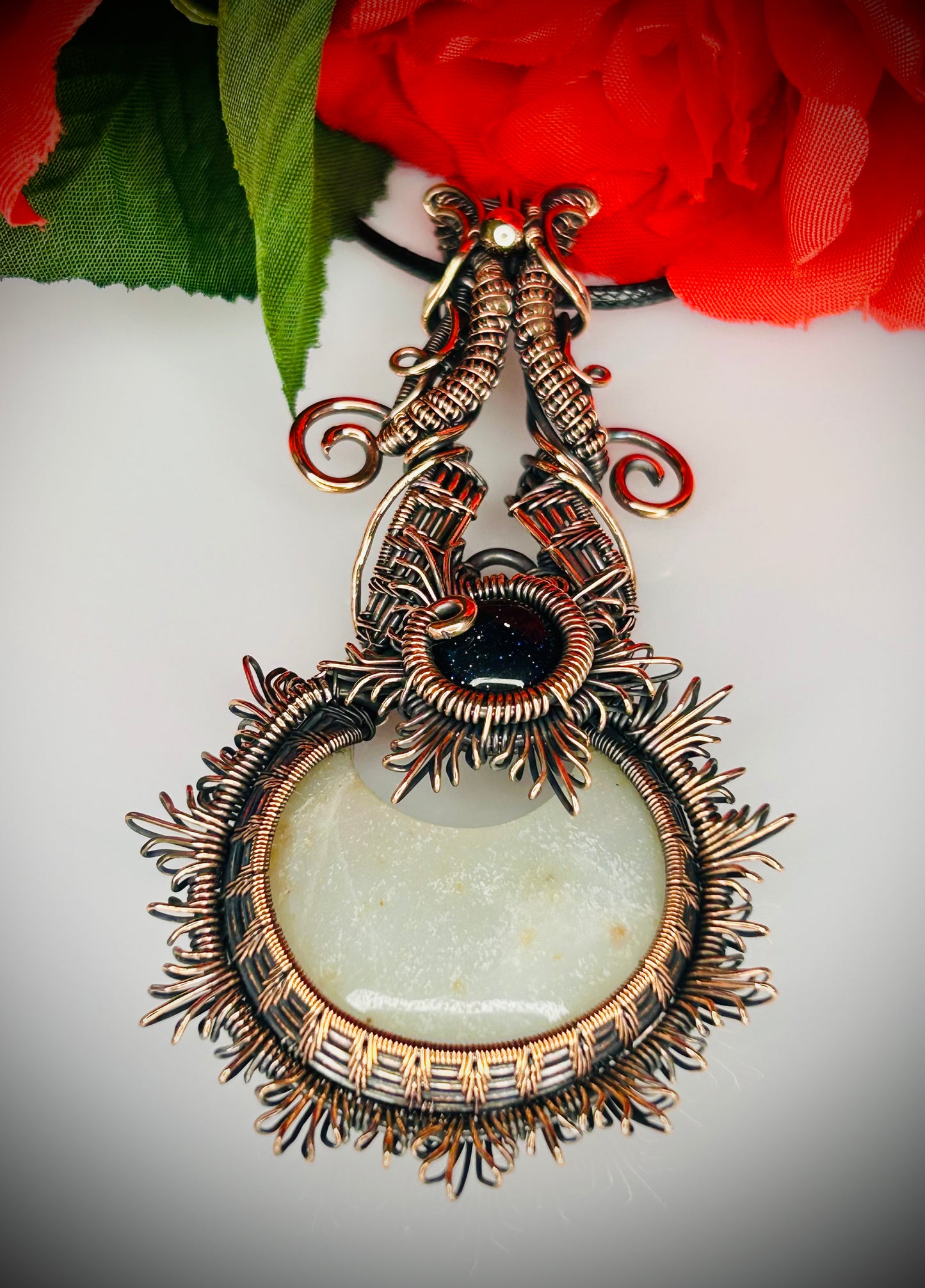 Jadeite & Blue Goldstone Pendant