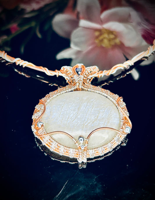 African Moonstone and Sapphire Choker and Earring Set