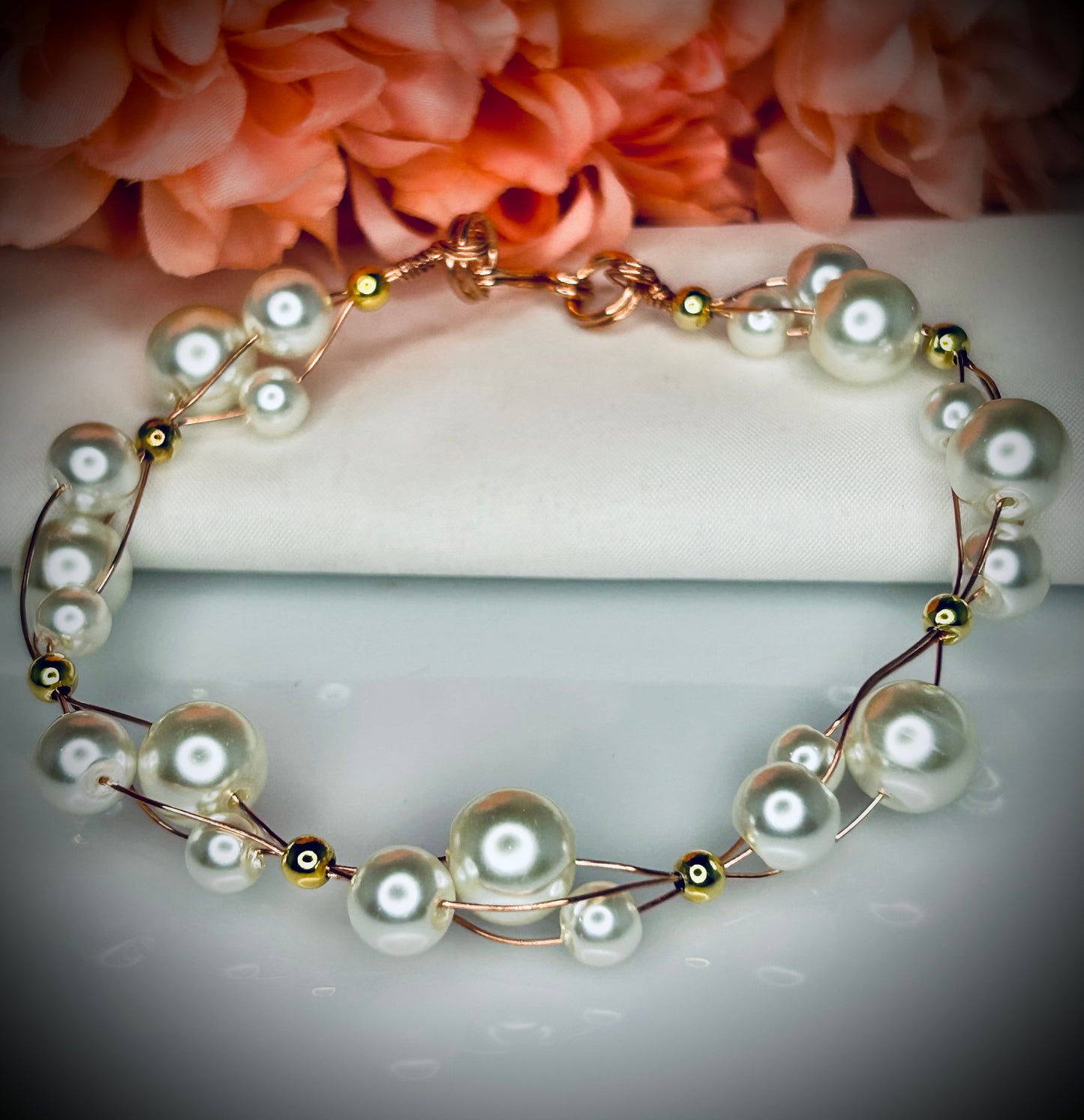 Pearl Choker, Bracelet, & Earring Set
