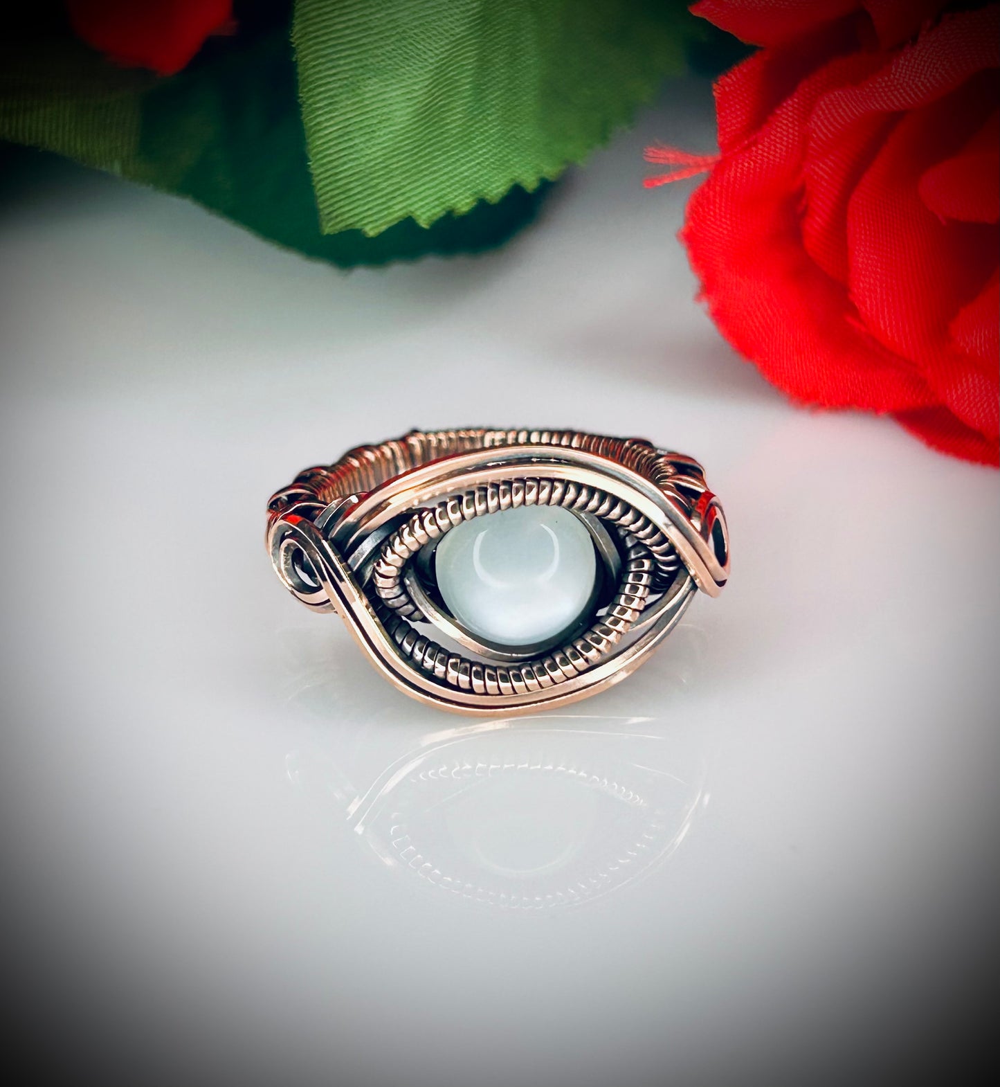 White Moonstone Ring Size 7