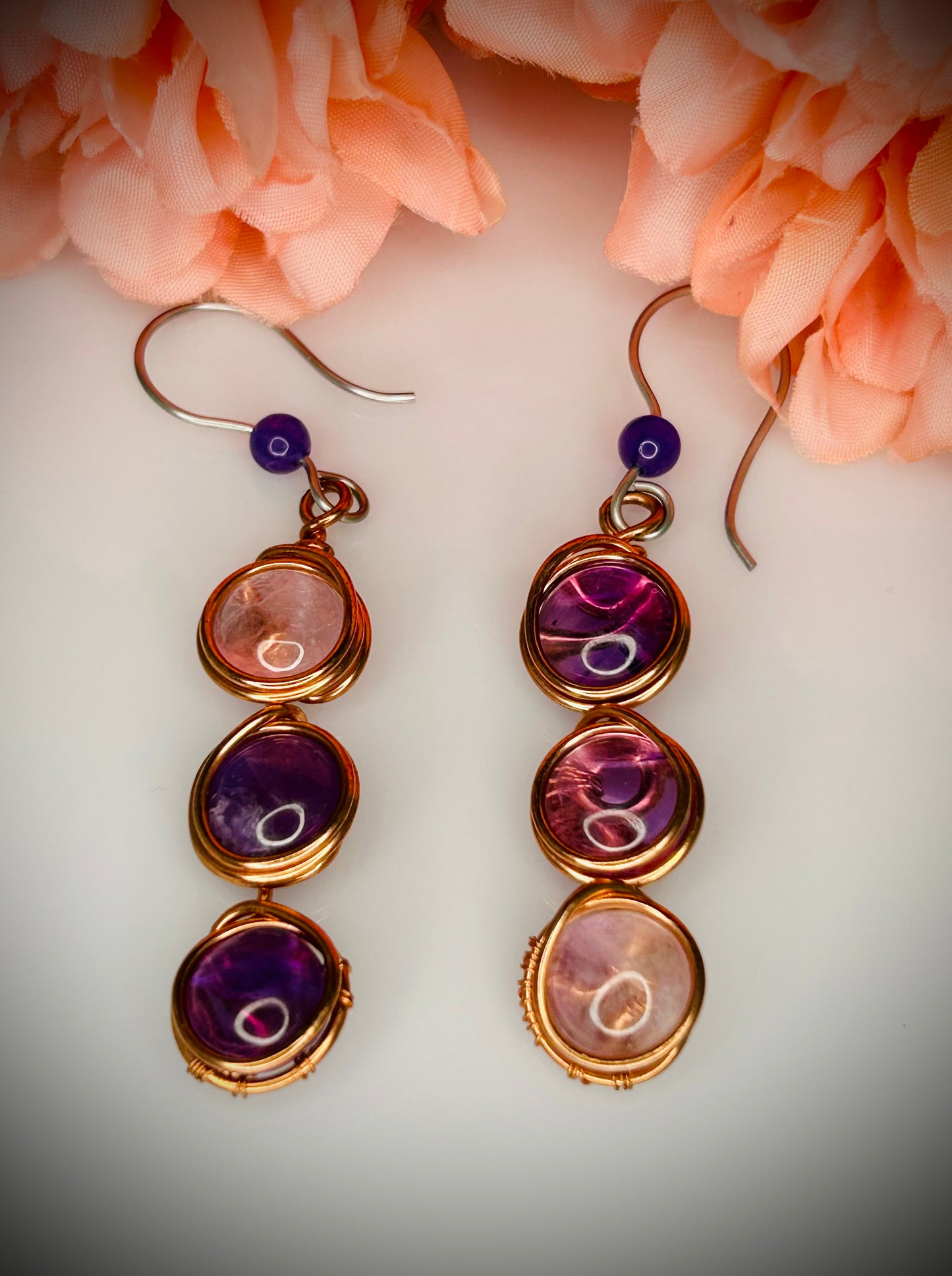 Copper Amethyst Earrings