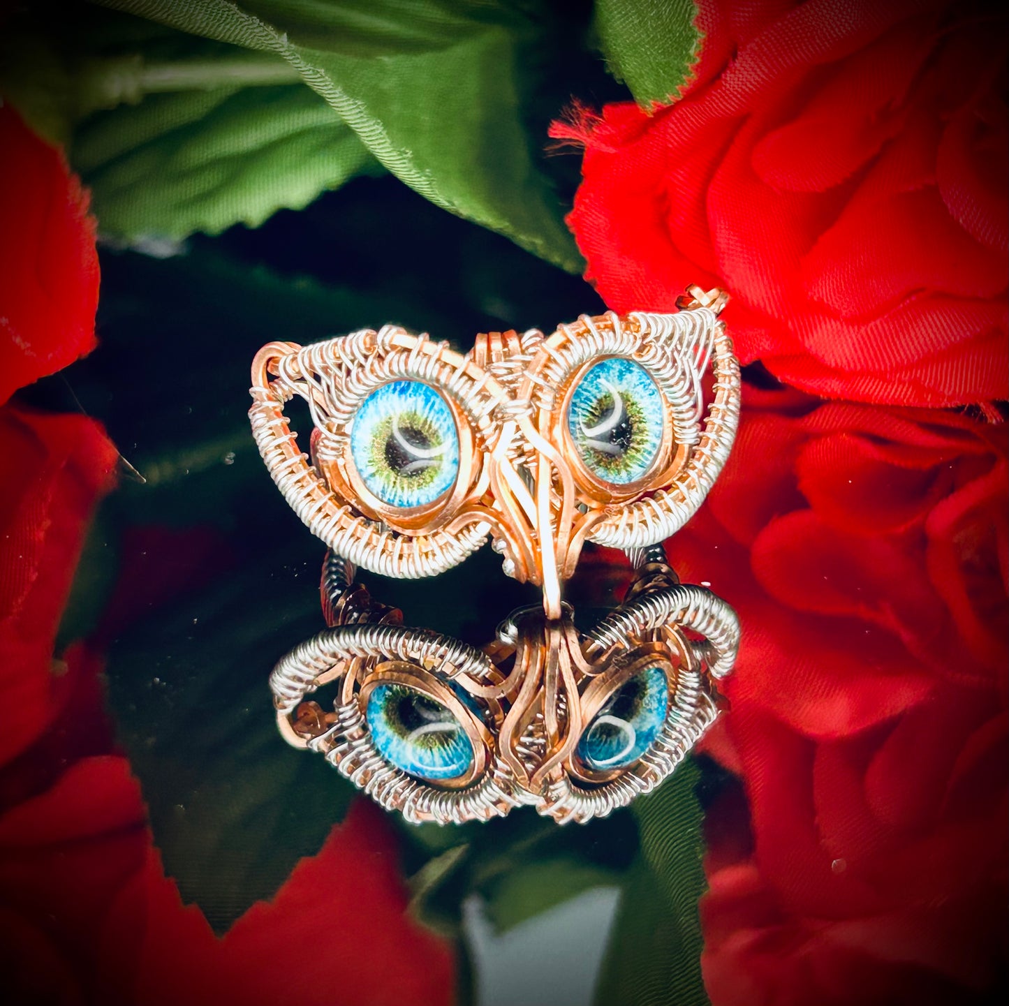 Copper/Silver Owl Ring Size 8