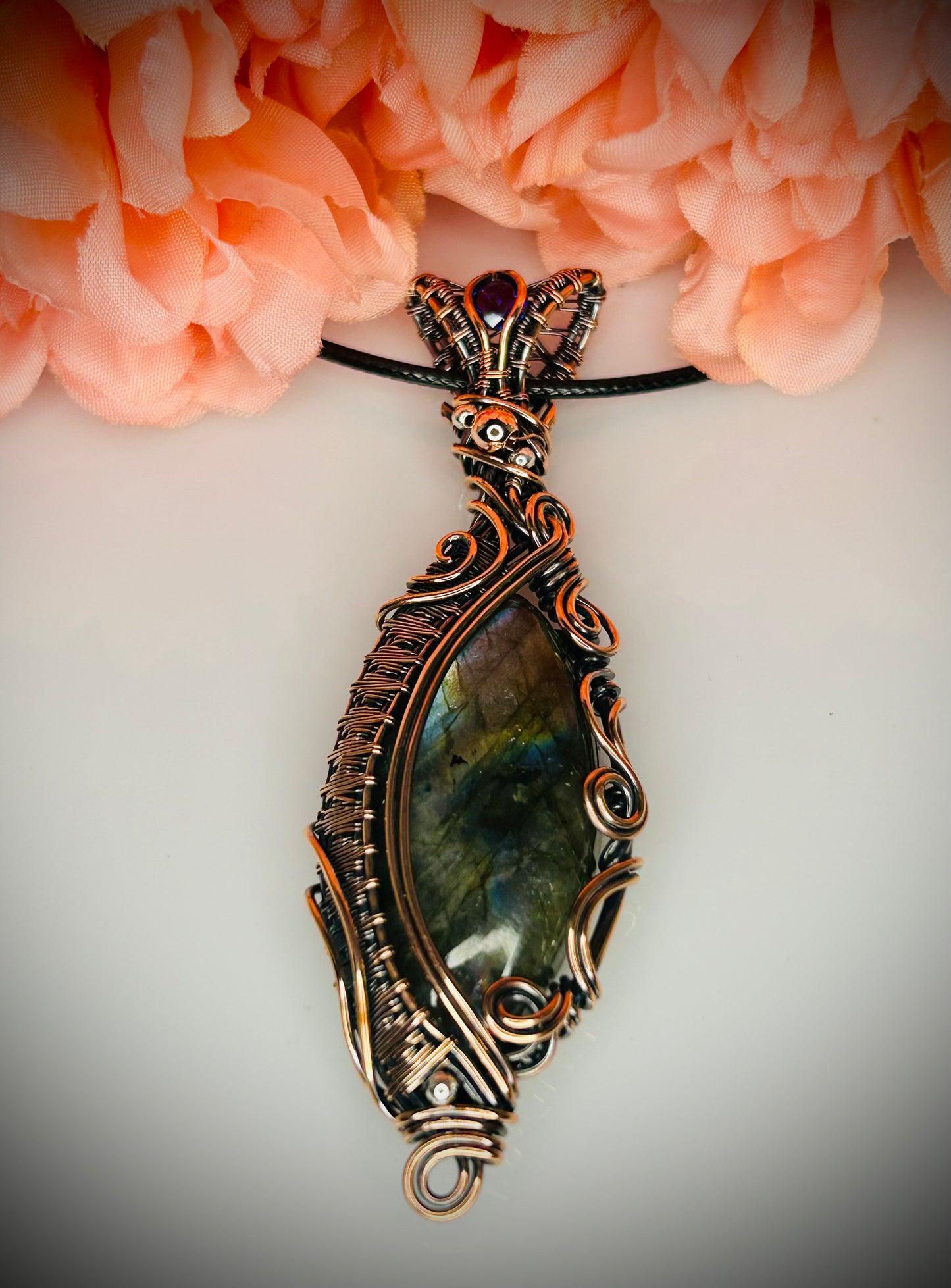 Copper Marquis Labradorite Pendant