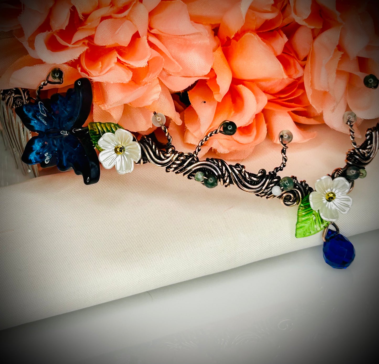 Butterfly and Moonstone Tiara and Earring Set