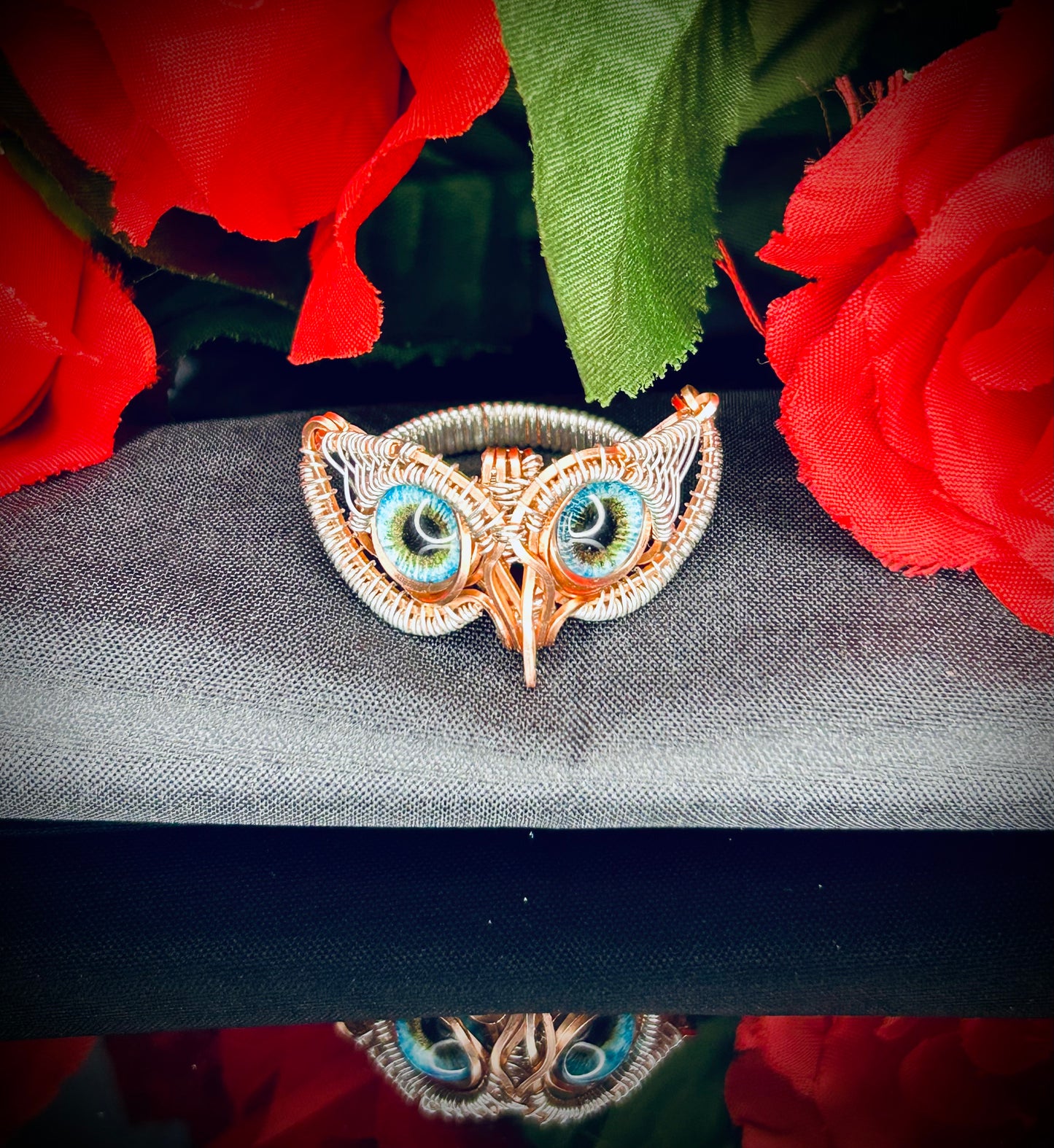Copper/Silver Owl Ring Size 8