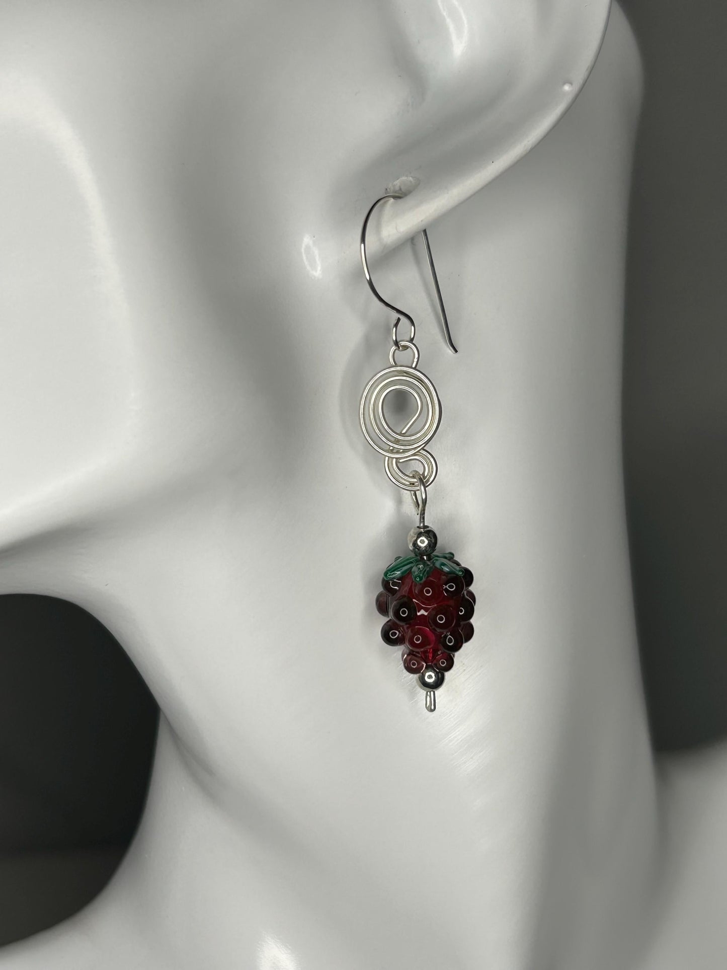 Silver Swirl and Grape Earrings