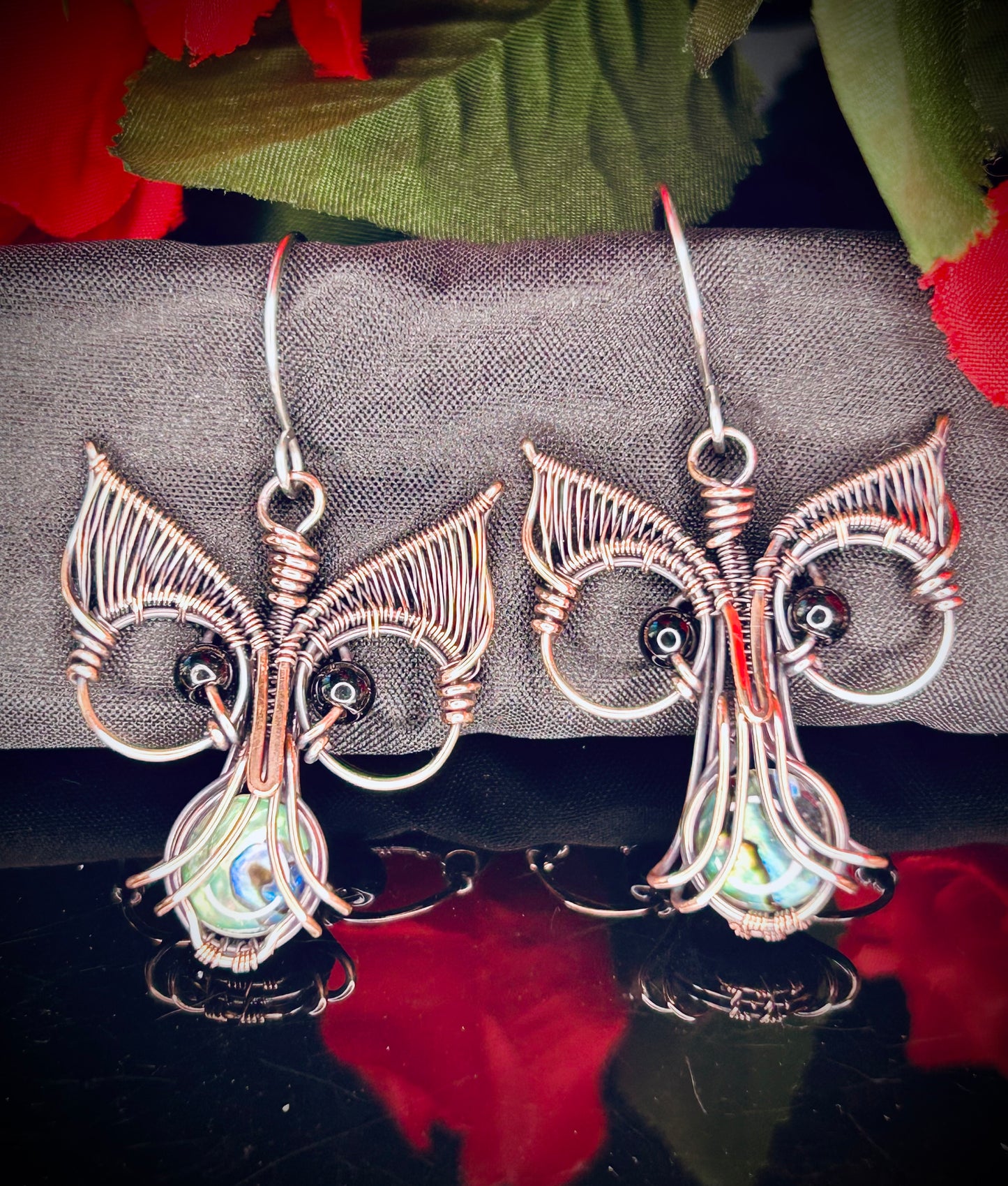 Abalone Shell Owl Earrings