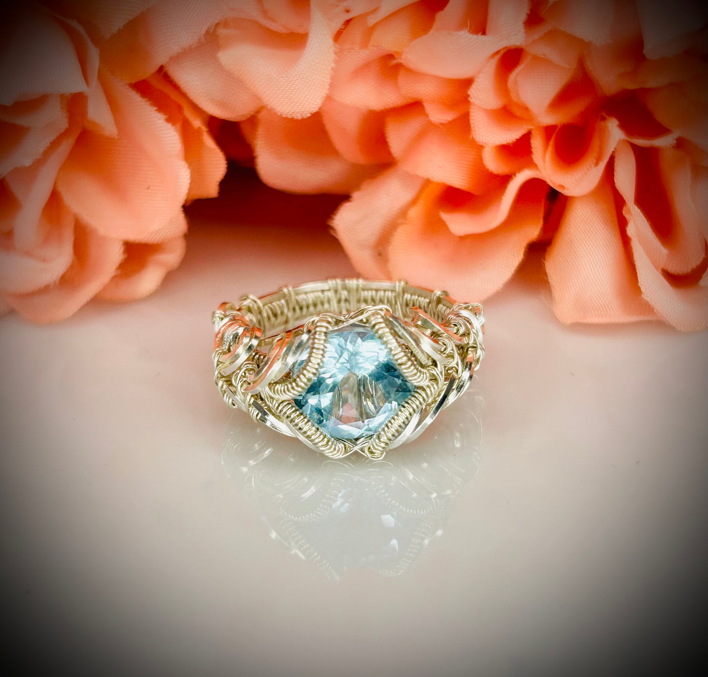 Silver Sky Blue Topaz Ring size 7