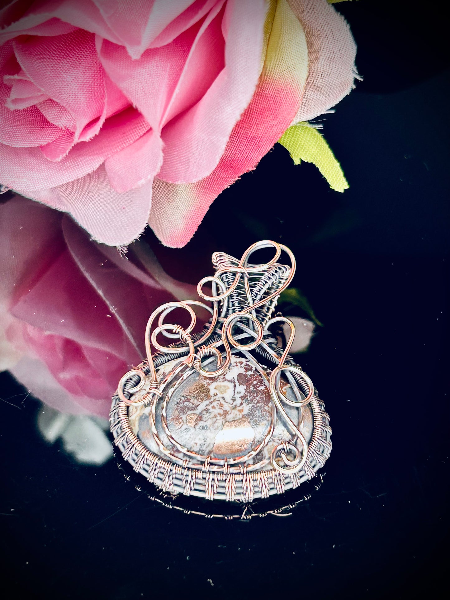 Native Copper Dolomite Pumpkin Pendant