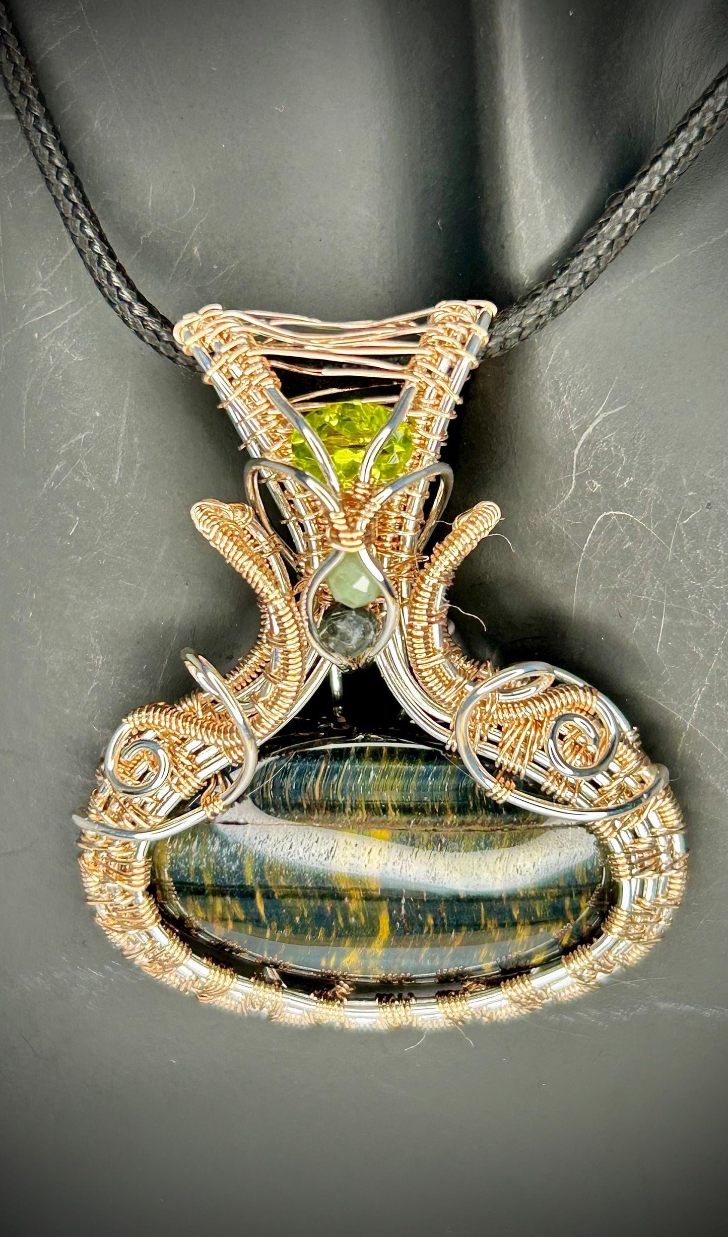 Silver/Rose Gold Filled Tiger’s Eye Pendant