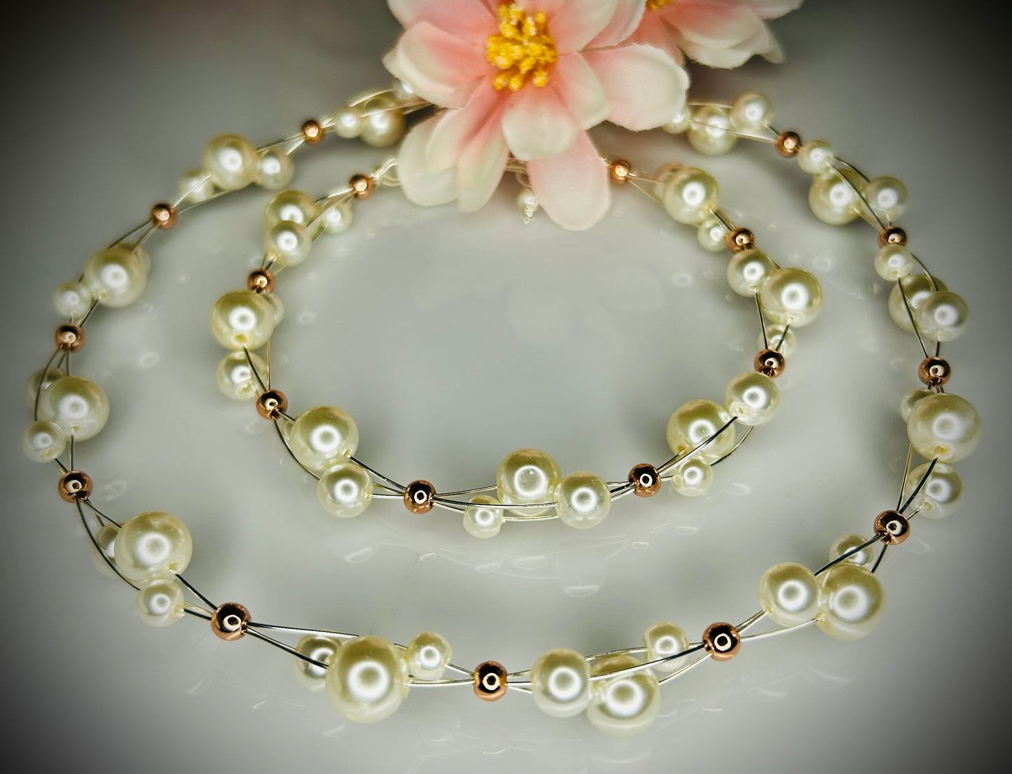 Pearl Choker, Bracelet, & Earring Set