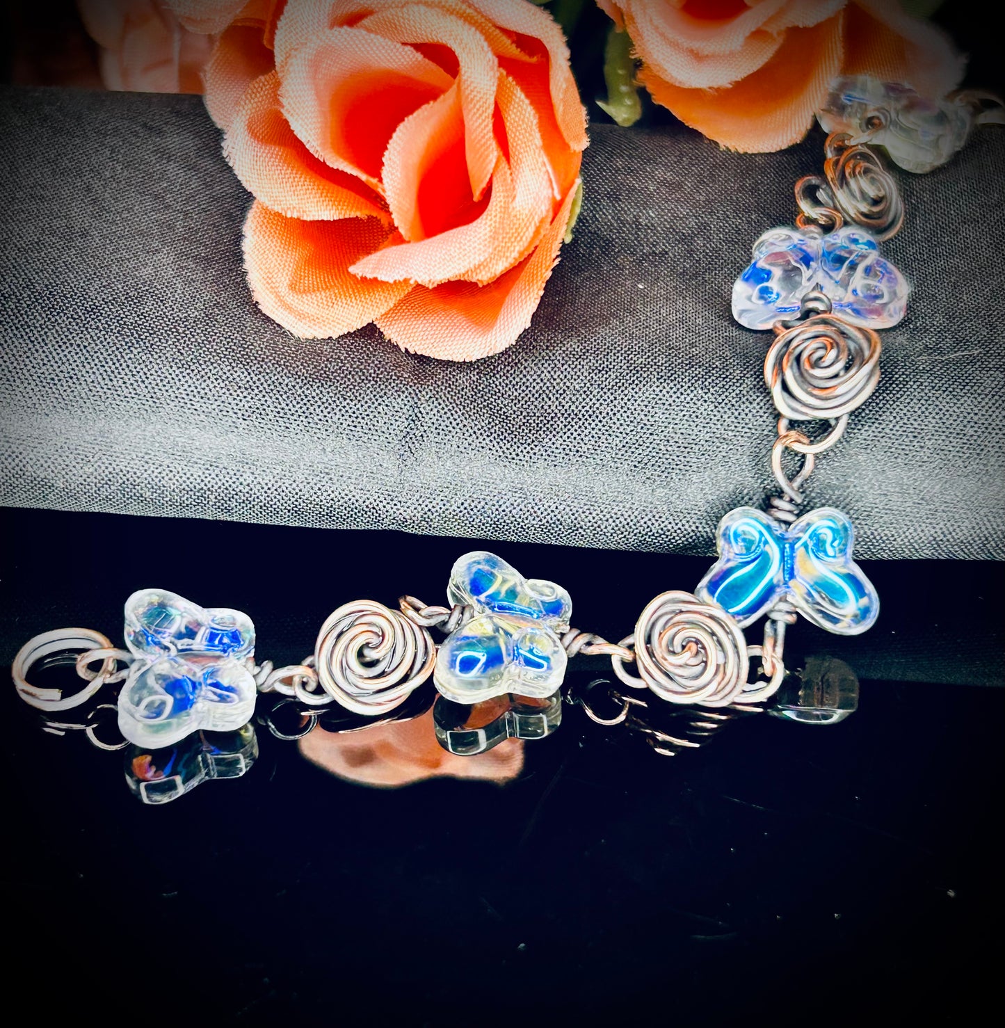 Copper Rose Beaded Bracelet