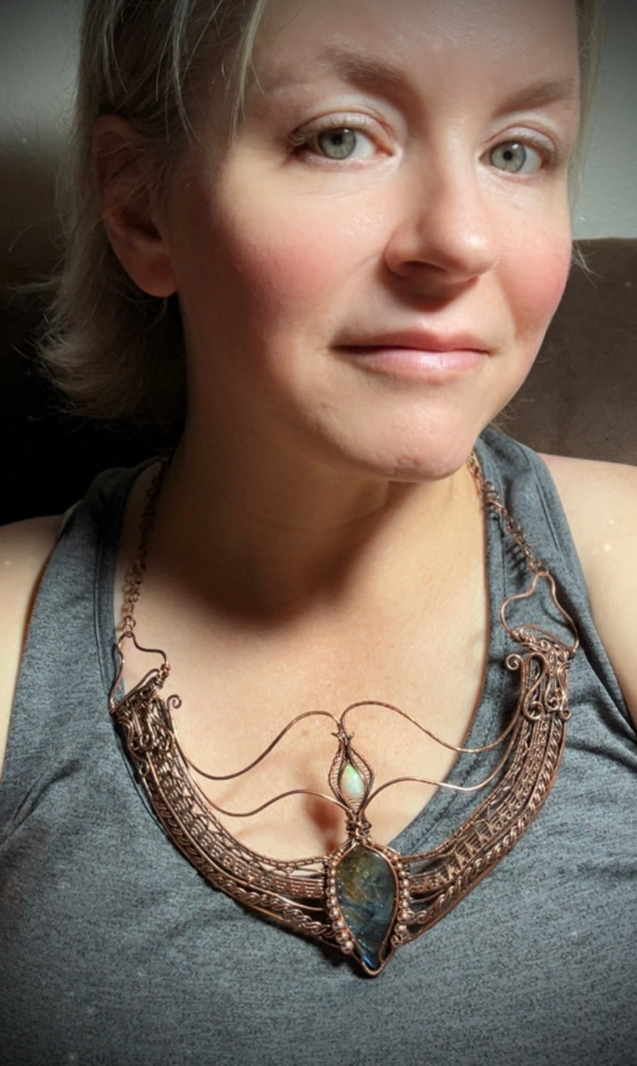 Copper Labradorite & Opal Collar