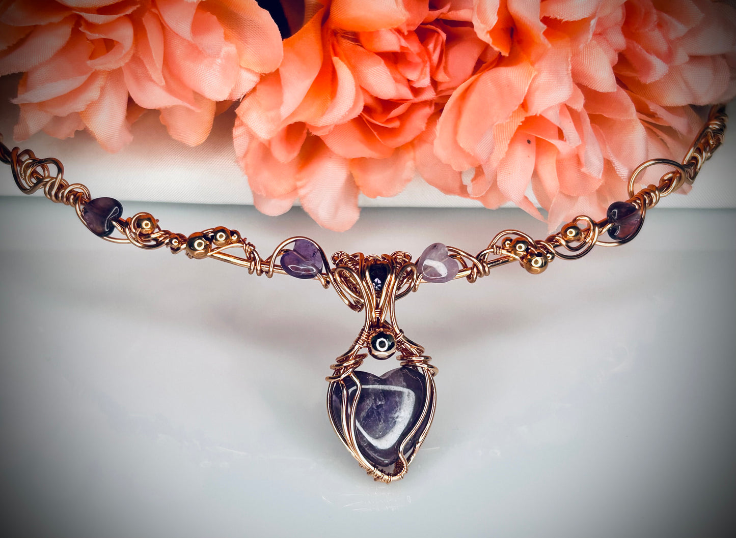 Amethyst Heart Choker