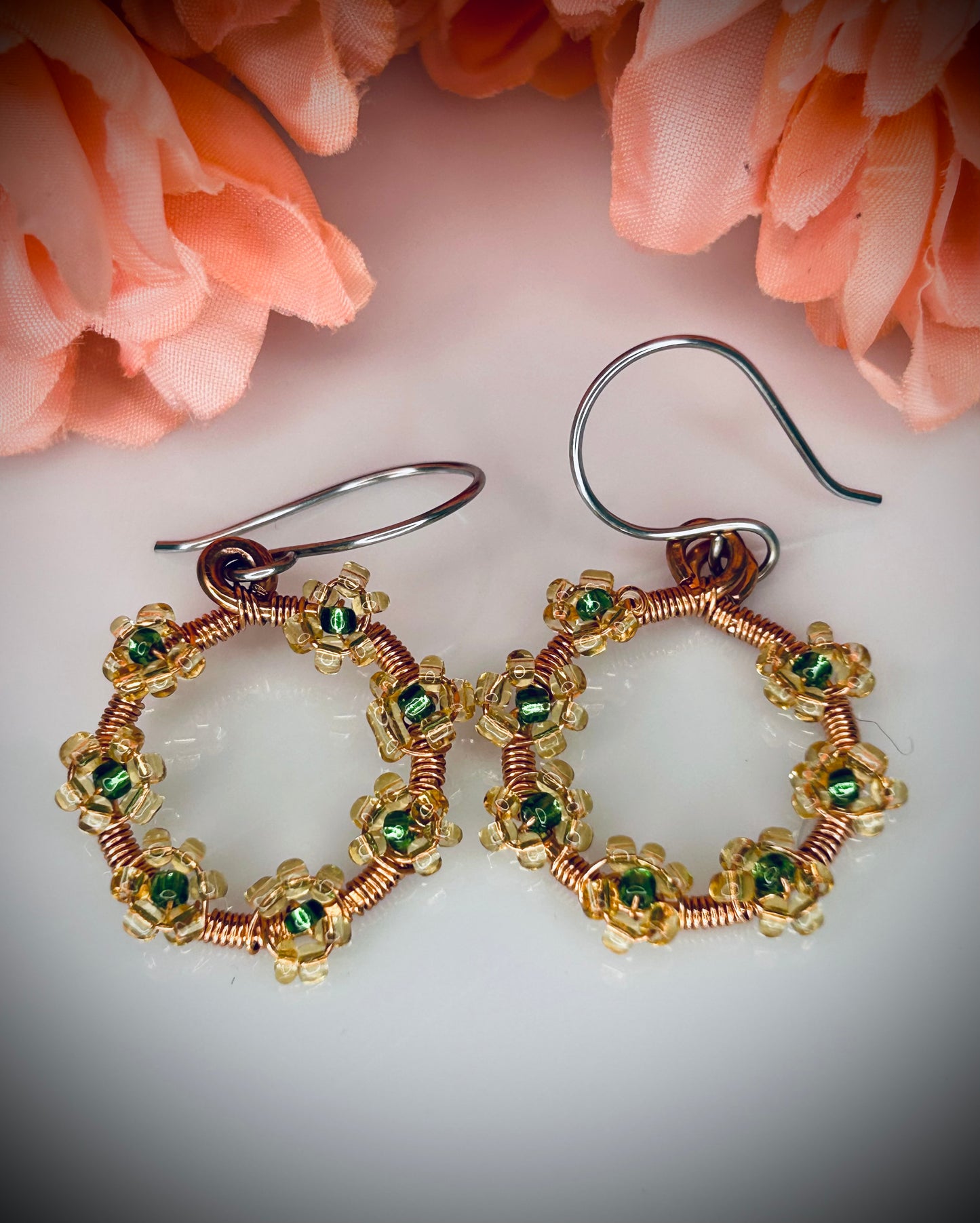 Copper Flower Wreath Earrings