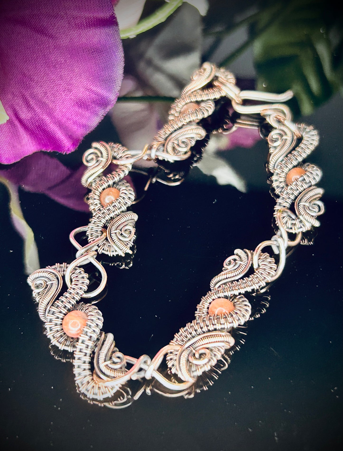 Copper Beaded Link Bracelet