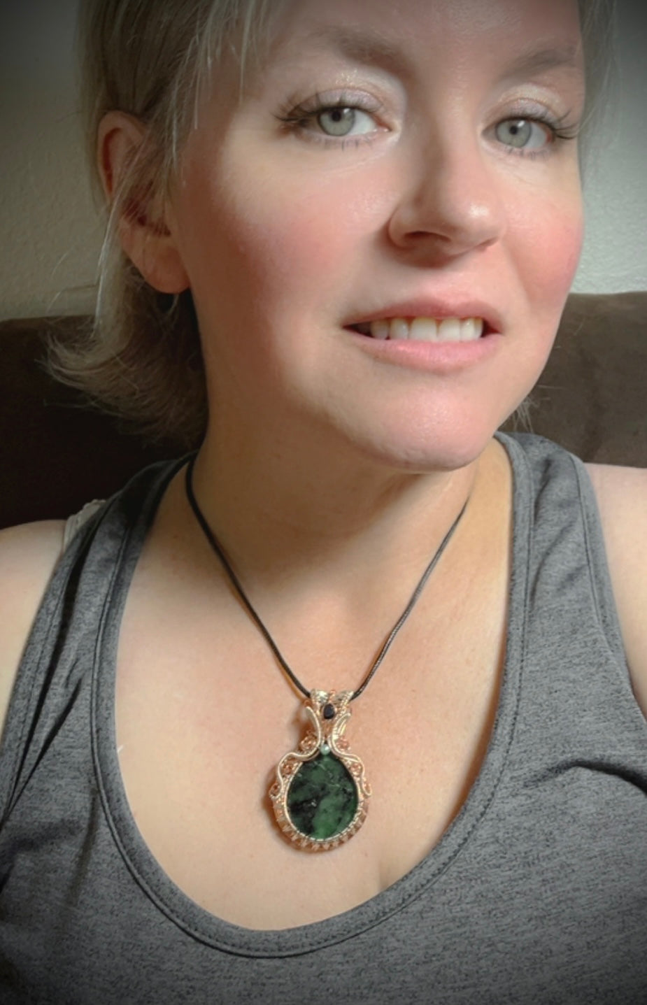 Copper/Sterling Silver Emerald Pendant