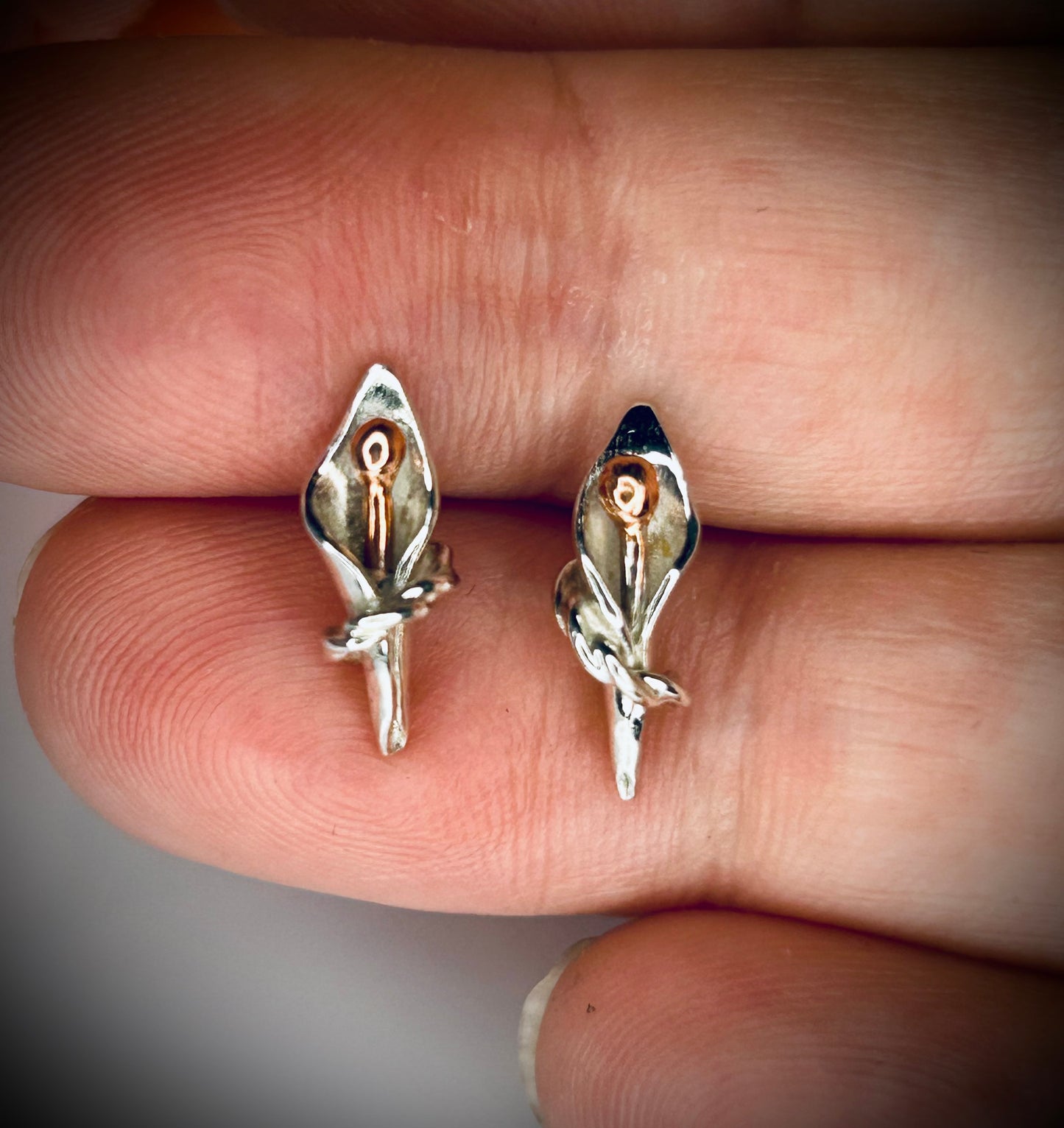 Silver/Copper Calla Lily Earrings