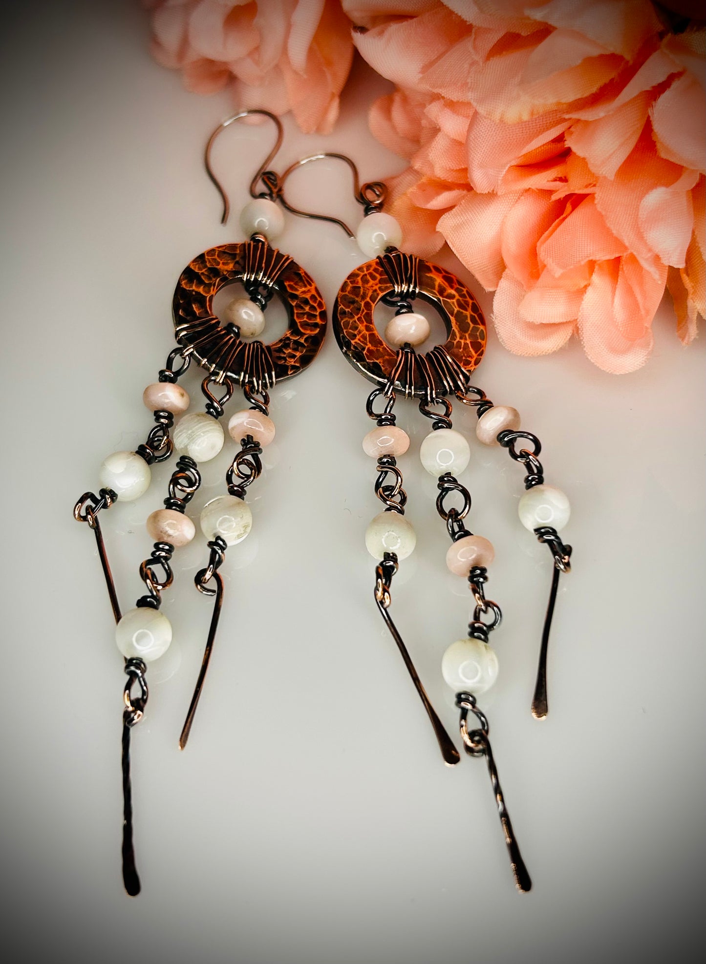 Copper Washer Mother of Pearl Earrings