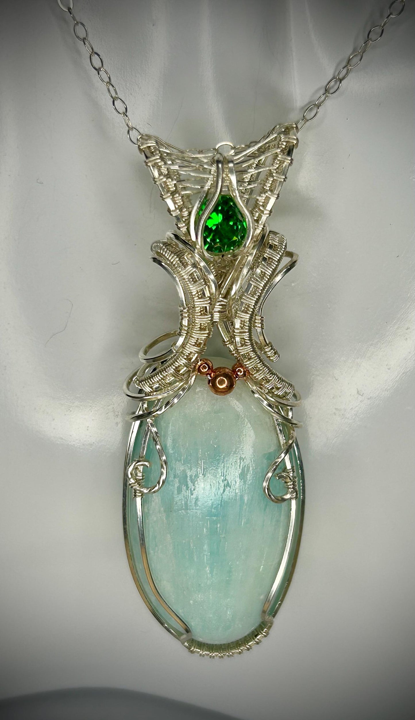 Silver Blue Aragonite Pendant