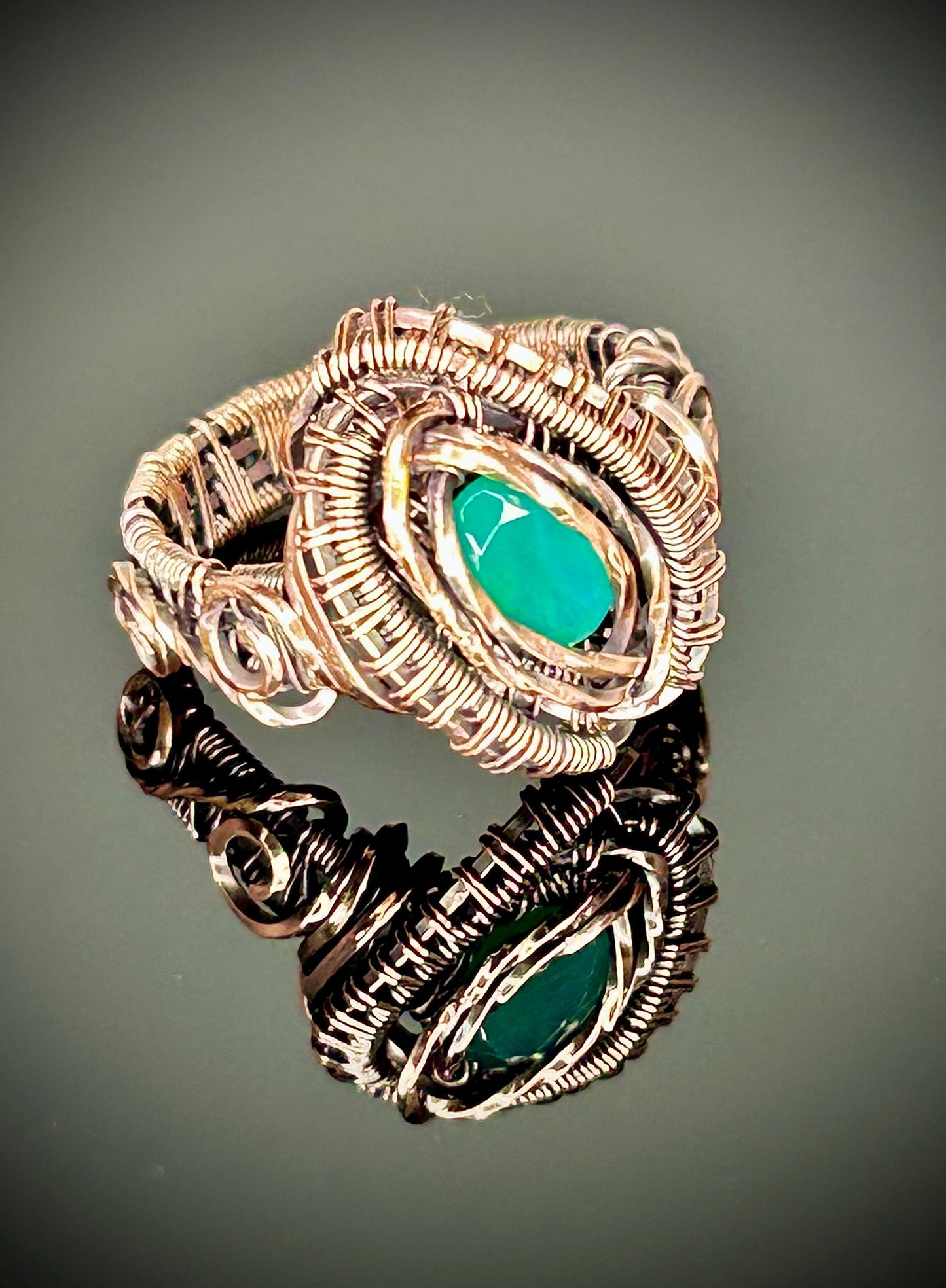 Copper Green Onyx Ring