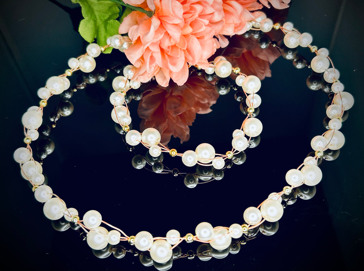 Pearl Choker, Bracelet, & Earring Set