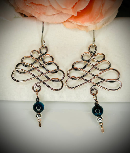 Copper Christmas Tree Earrings