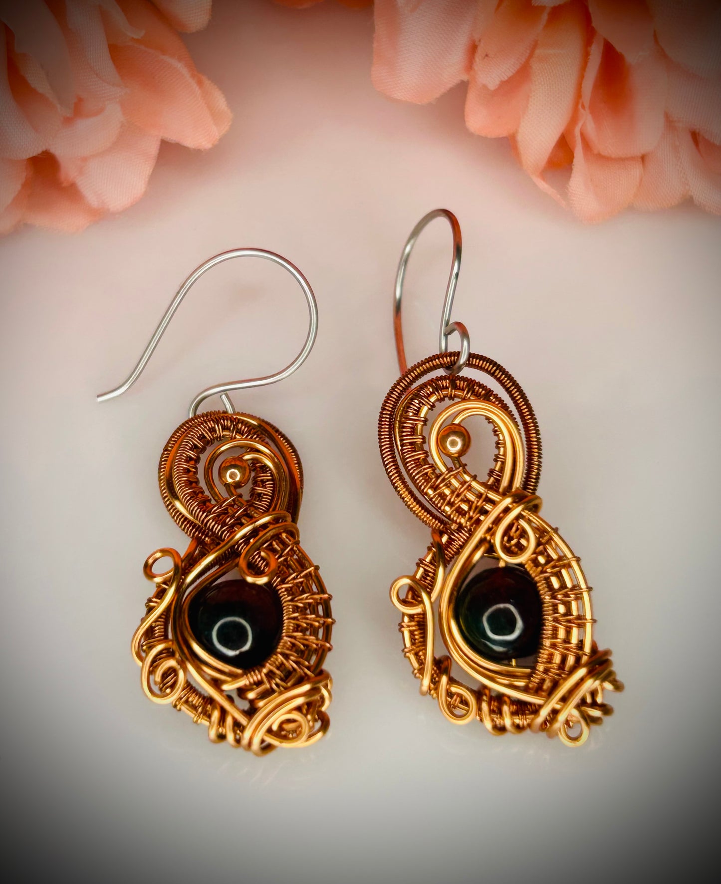 Copper Fire Agate Earrings
