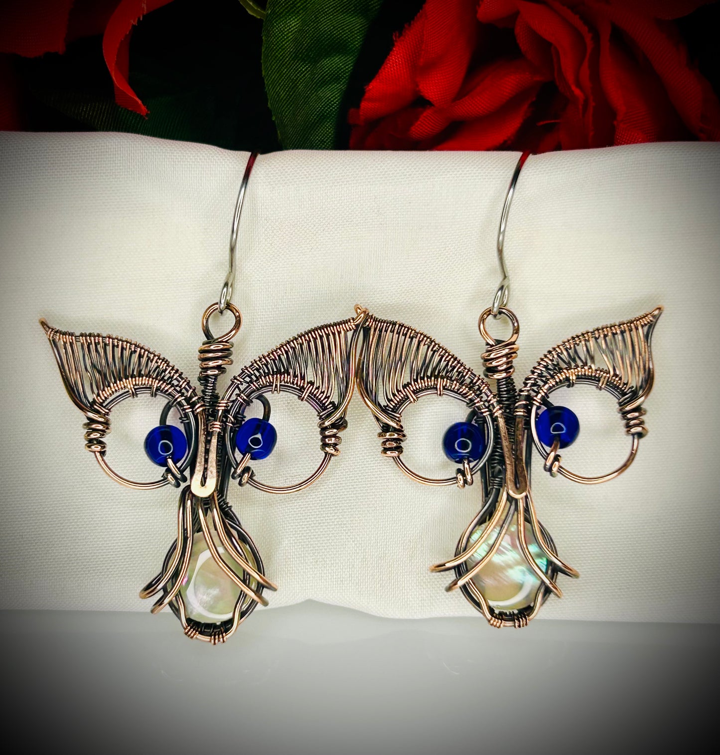 Abalone Shell Owl Earrings