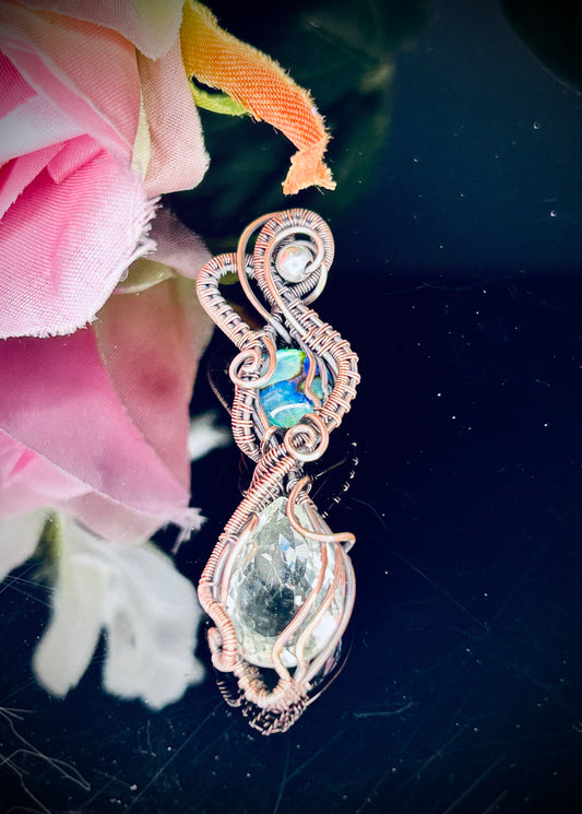 Prasiolite & Abalone Shell Pendant