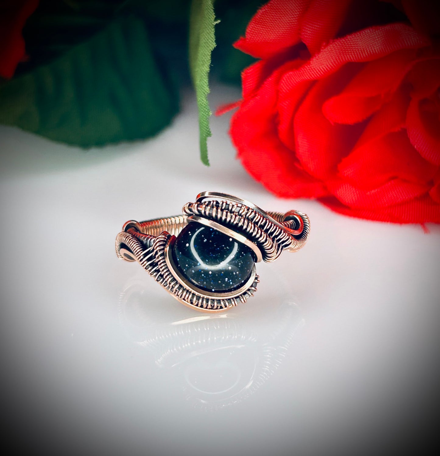 Blue Goldstone Ring Size 8.5
