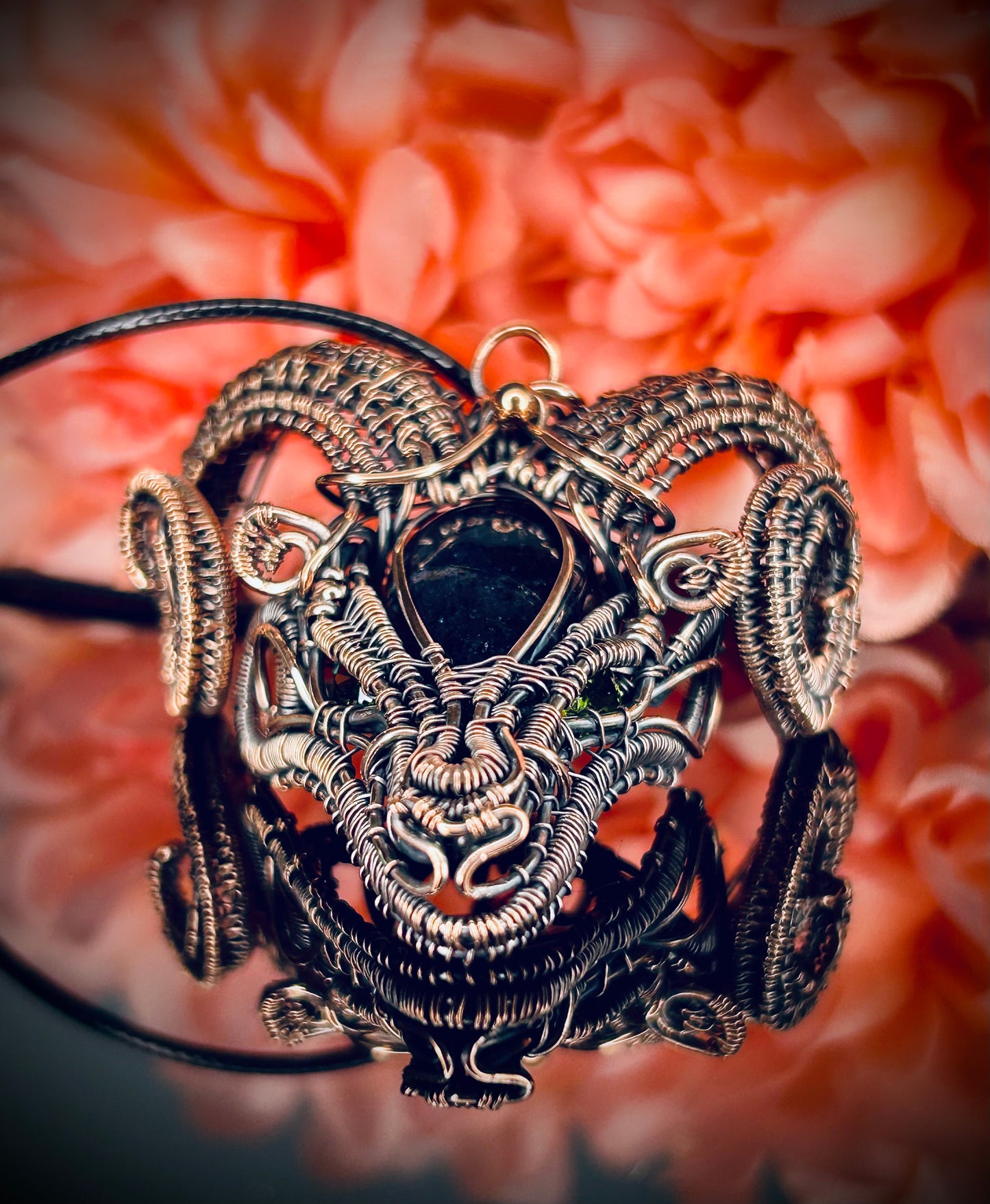 Iolite Sunstone 3D Rams Head Pendant
