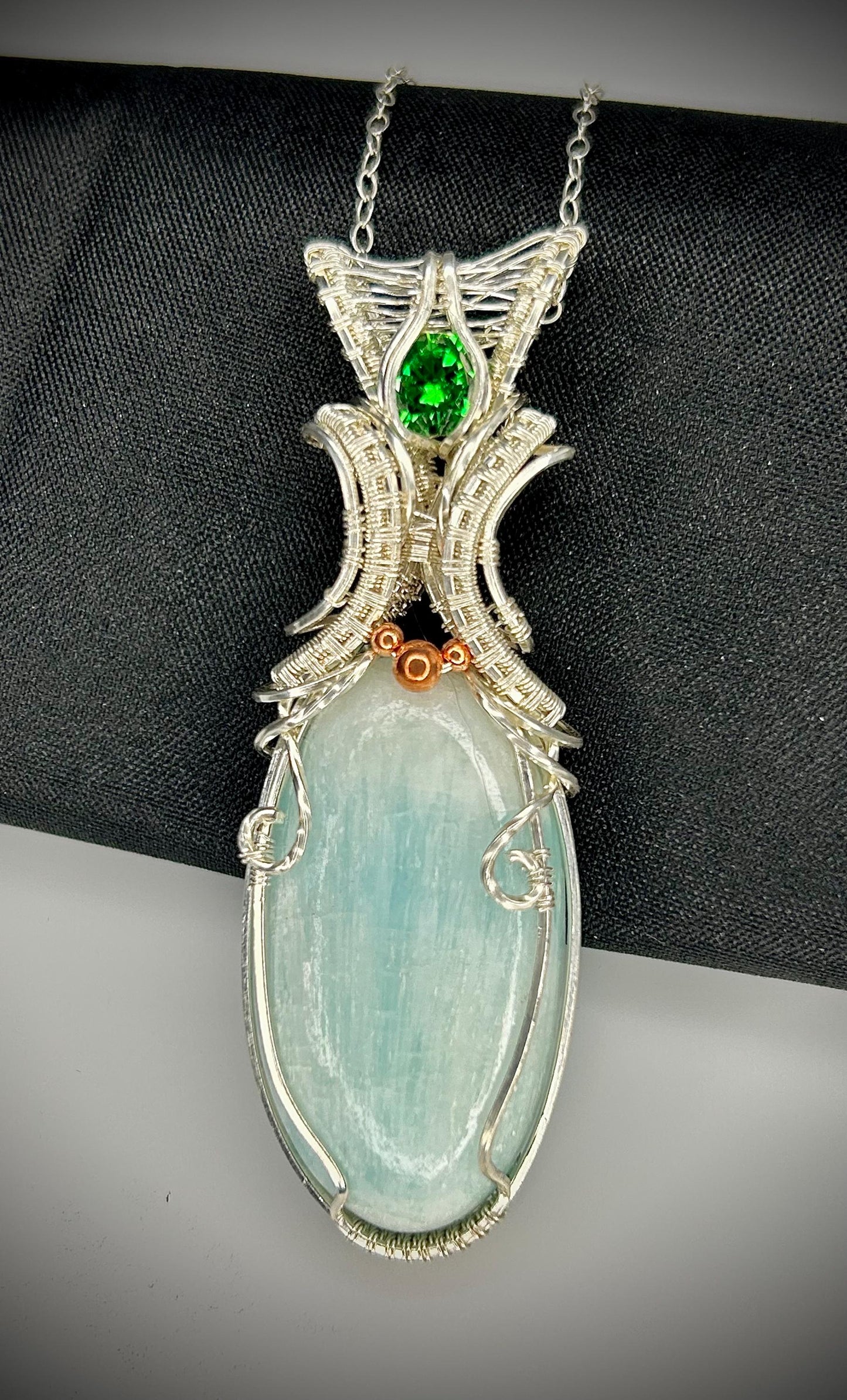 Silver Blue Aragonite Pendant