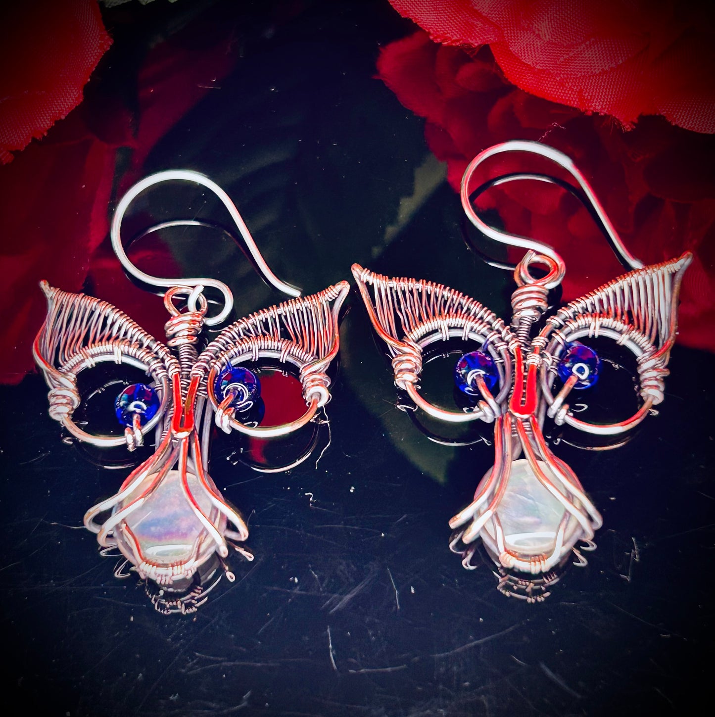Abalone Shell Owl Earrings