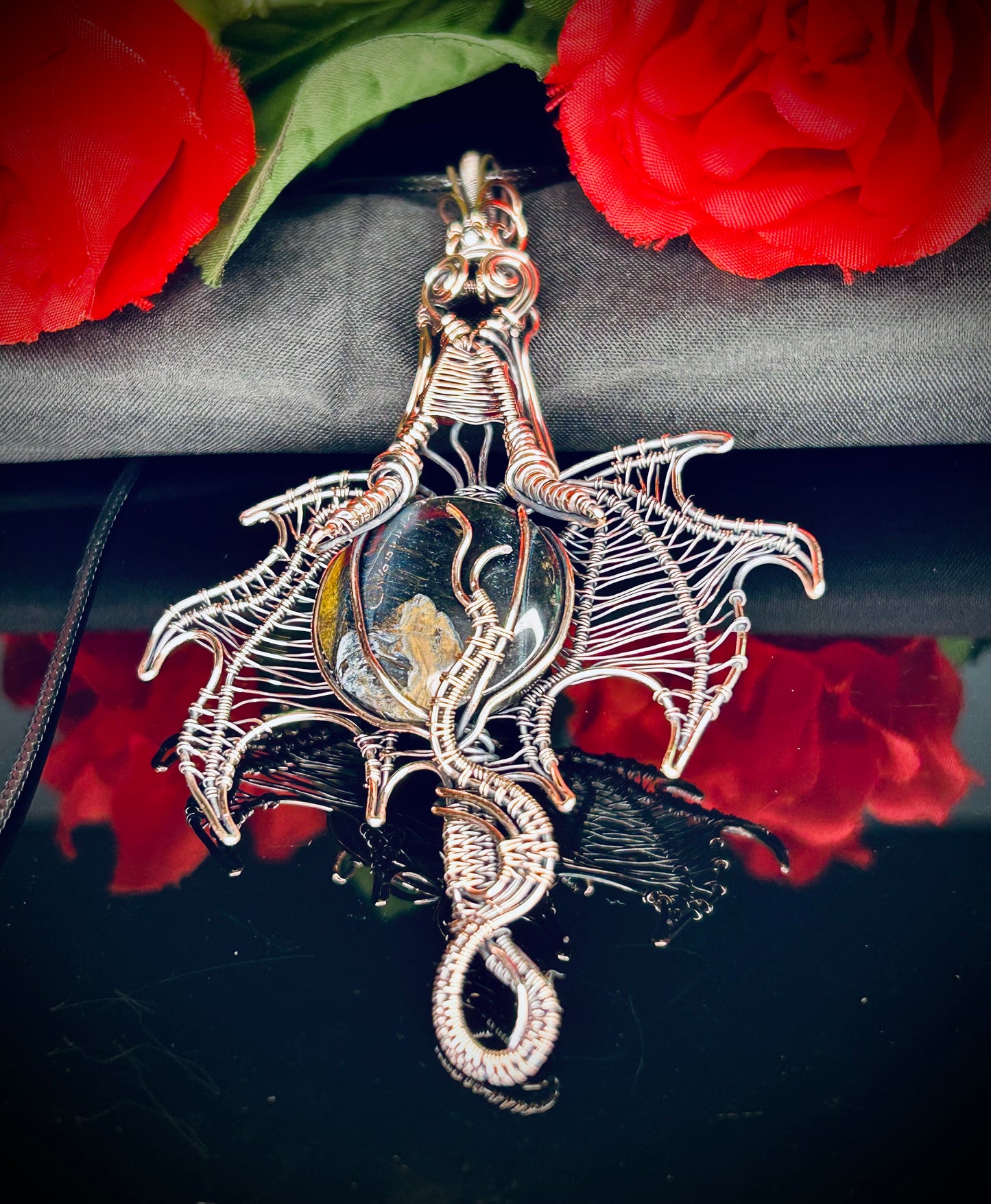 Copper Tiger Iron & Ruby Jade Dragon