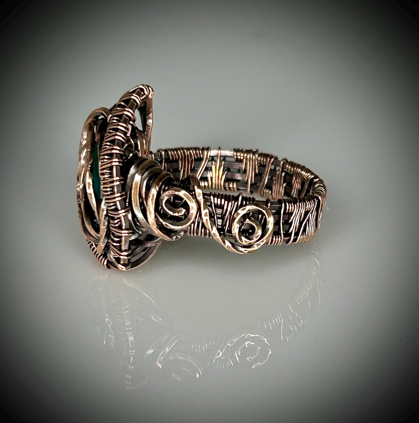Copper Green Onyx Ring