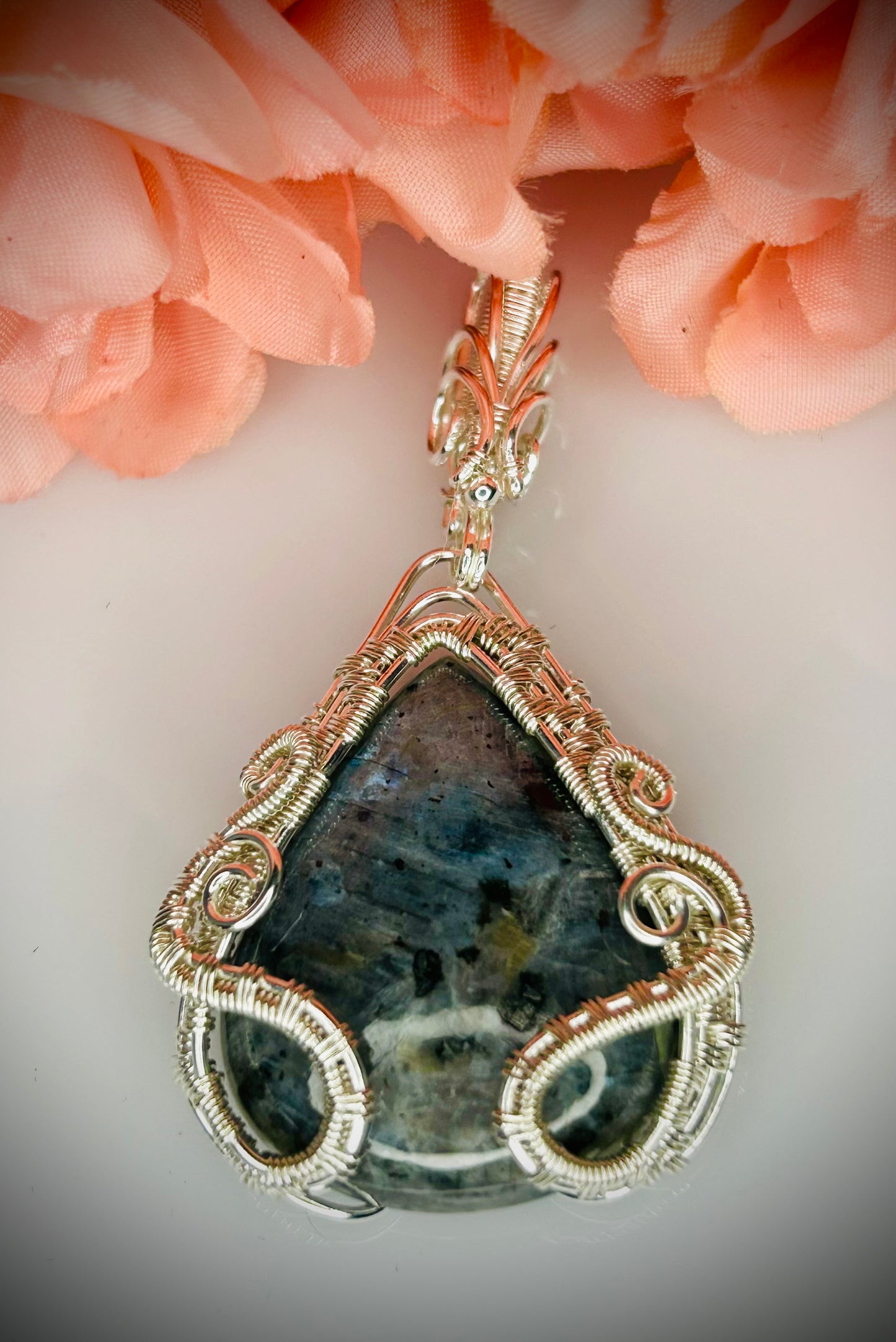 Silver Larvikite Interchangeable Pendant