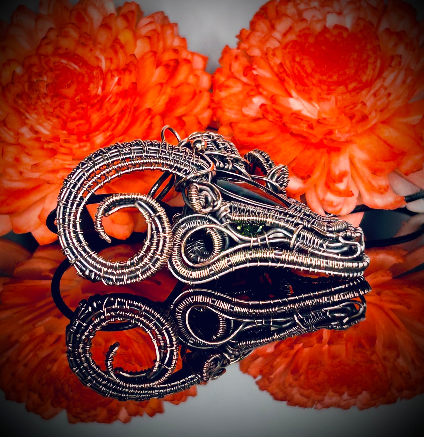 Iolite Sunstone 3D Rams Head Pendant