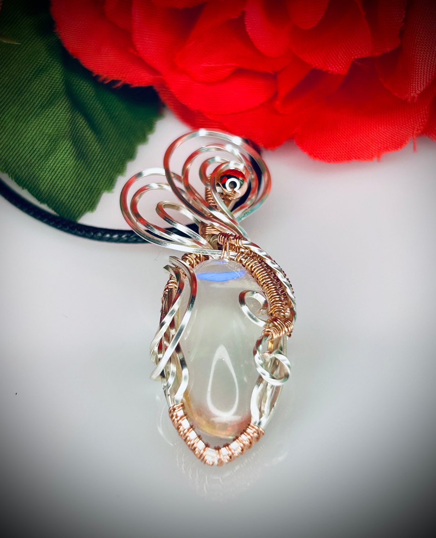 Tinned Copper Prism Glass Pendant