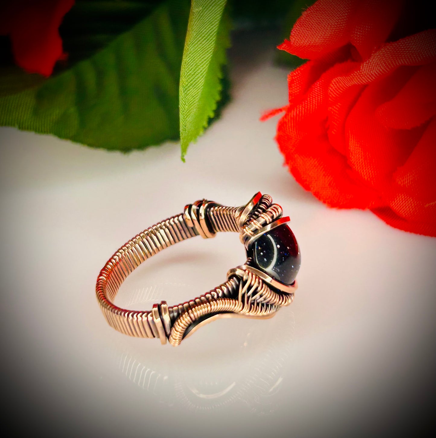 Blue Goldstone Ring Size 8.5