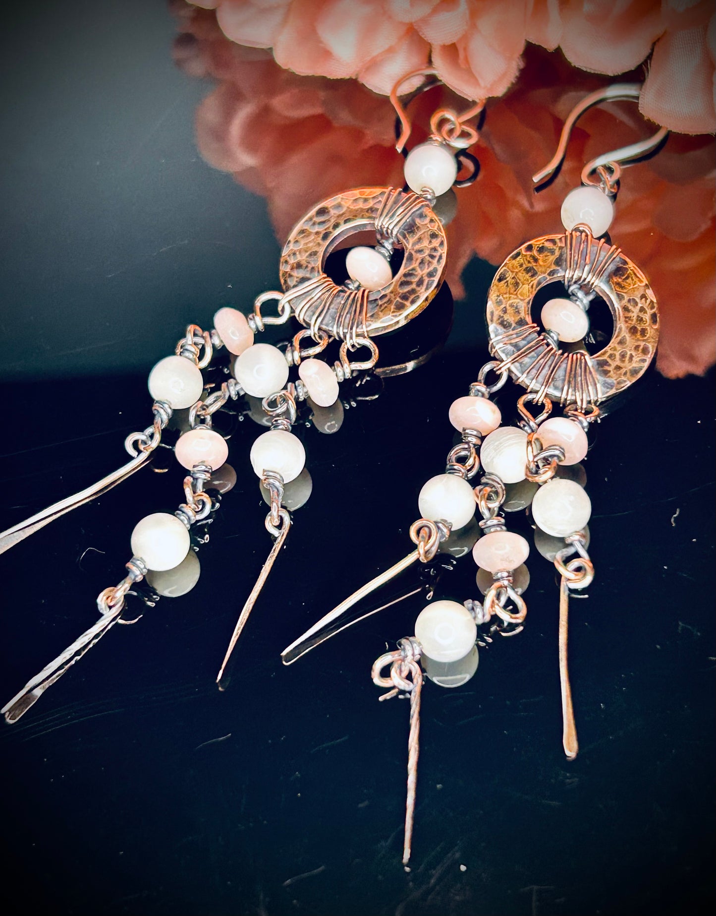 Copper Washer Mother of Pearl Earrings